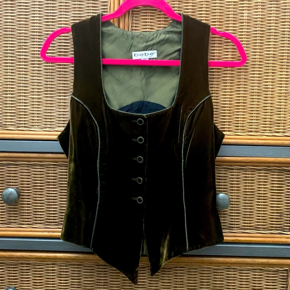 BEBE velvet vest - green - size 10